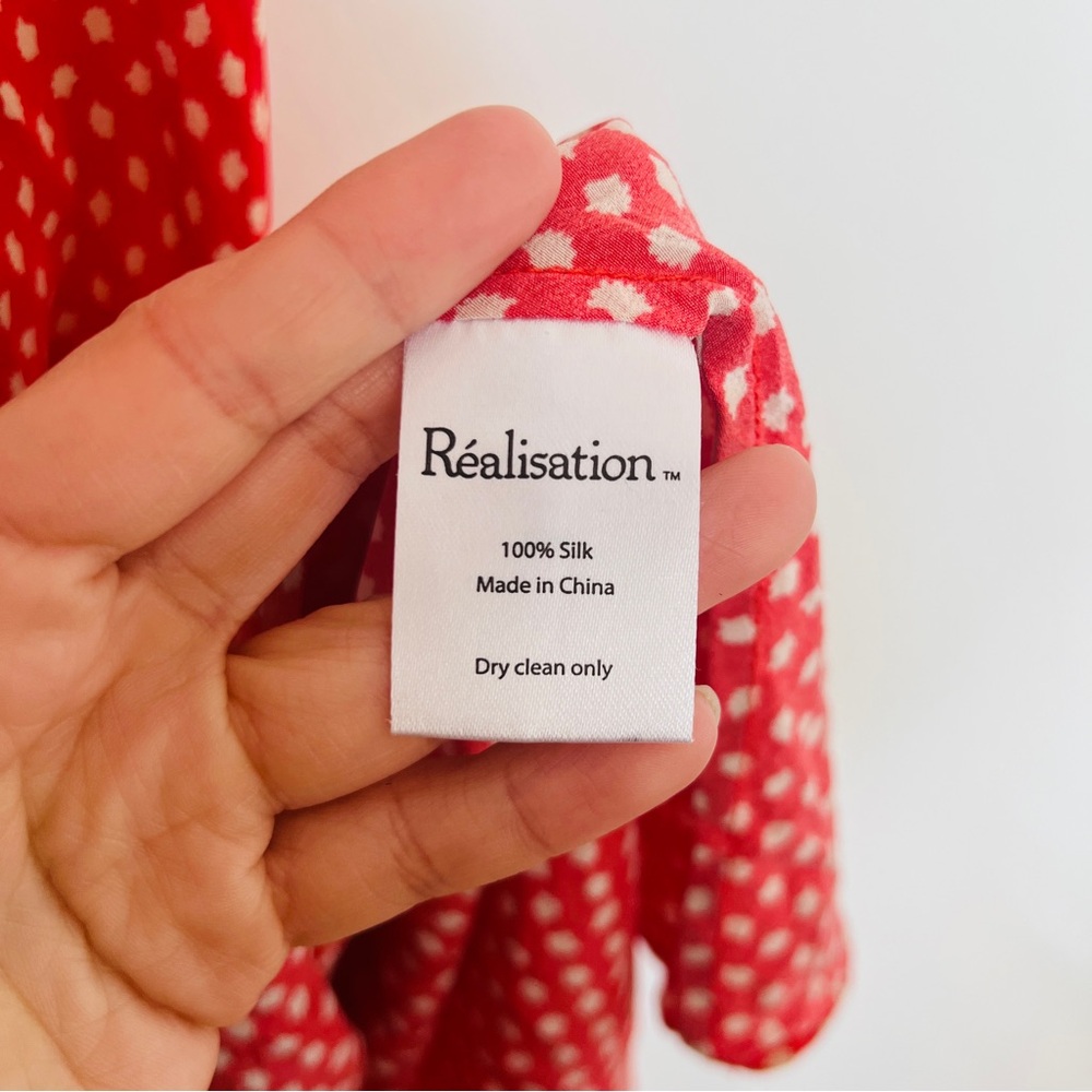 Realisation Par Stephanie Paradiso Dress Red Polka Dot Bias Cut Midi Size M - Picture 6 of 7